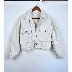 Elodie Black Jacket Womens Casual Crop Short Button Small 100% Cotton